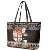 Fiji Christmas Leather Tote Bag Fijian Masi Marau na Kerisimasi! - Brown LT14 - Polynesian Pride