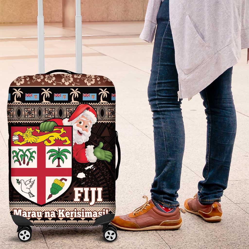 Fiji Christmas Luggage Cover Fijian Masi Marau na Kerisimasi! - Brown LT14 Brown - Polynesian Pride