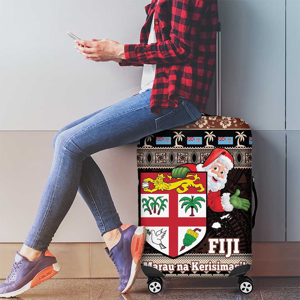 Fiji Christmas Luggage Cover Fijian Masi Marau na Kerisimasi! - Brown LT14 - Polynesian Pride