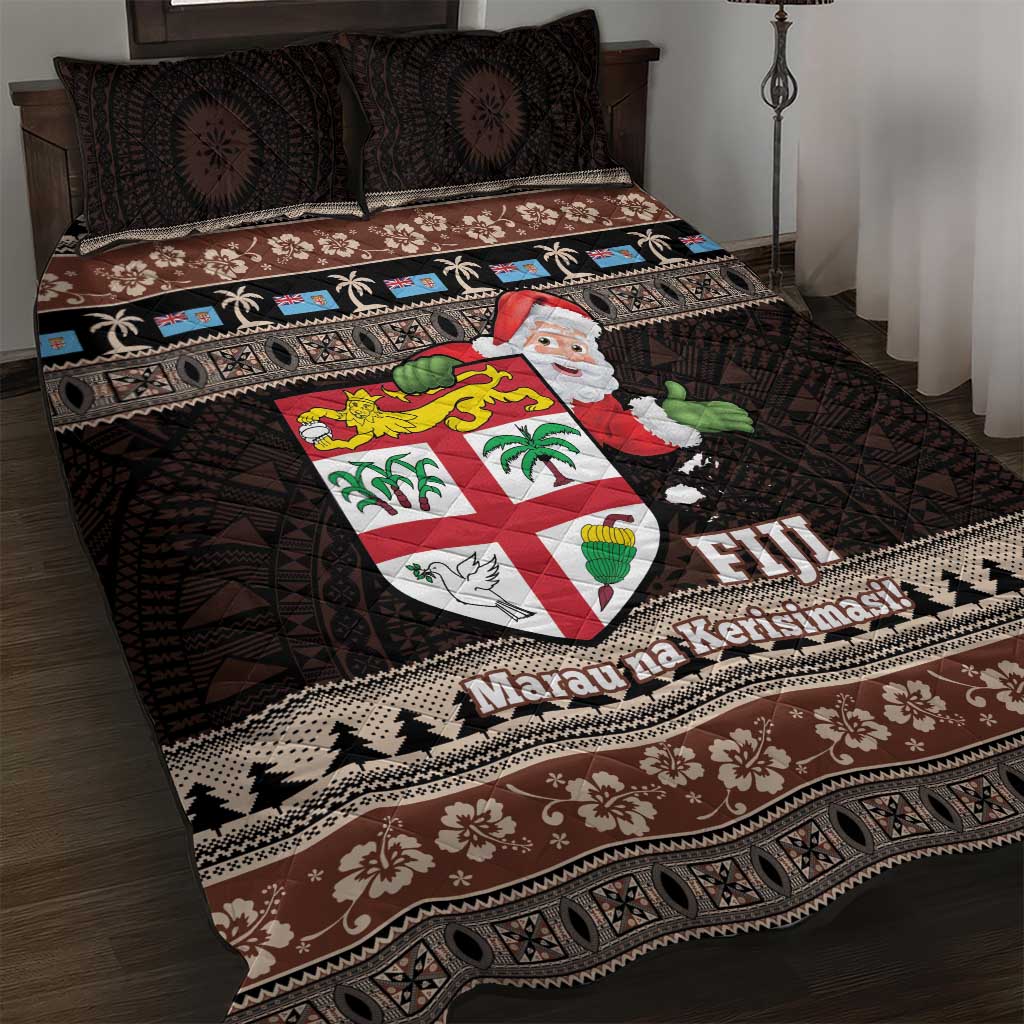 Fiji Christmas Quilt Bed Set Fijian Masi Marau na Kerisimasi! - Brown LT14 Brown - Polynesian Pride
