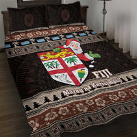 Fiji Christmas Quilt Bed Set Fijian Masi Marau na Kerisimasi! - Brown LT14 Brown - Polynesian Pride