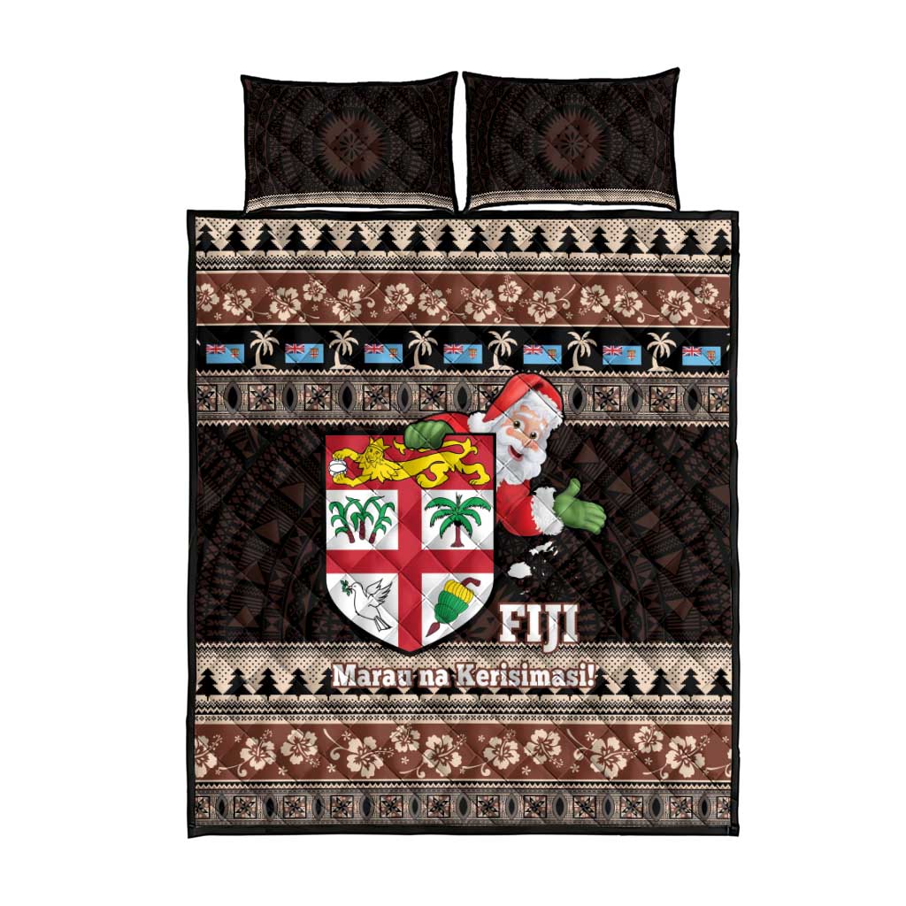 Fiji Christmas Quilt Bed Set Fijian Masi Marau na Kerisimasi! - Brown LT14 - Polynesian Pride