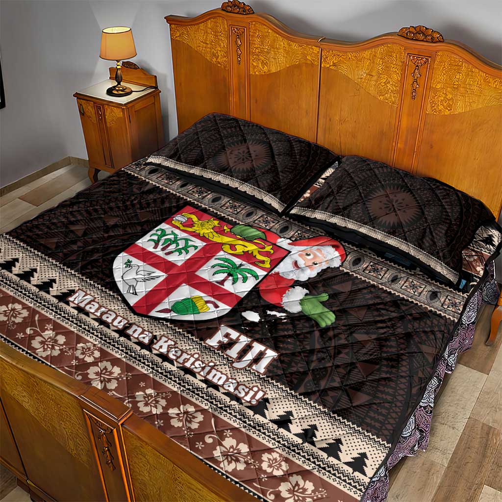 Fiji Christmas Quilt Bed Set Fijian Masi Marau na Kerisimasi! - Brown LT14 - Polynesian Pride