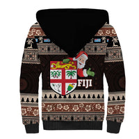 Fiji Christmas Sherpa Hoodie Fijian Masi Marau na Kerisimasi! - Brown LT14 - Polynesian Pride