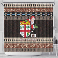 Fiji Christmas Shower Curtain Fijian Masi Marau na Kerisimasi! - Brown LT14 - Polynesian Pride