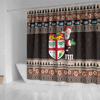 Fiji Christmas Shower Curtain Fijian Masi Marau na Kerisimasi! - Brown LT14 - Polynesian Pride