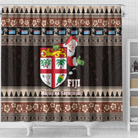 Fiji Christmas Shower Curtain Fijian Masi Marau na Kerisimasi! - Brown LT14 - Polynesian Pride