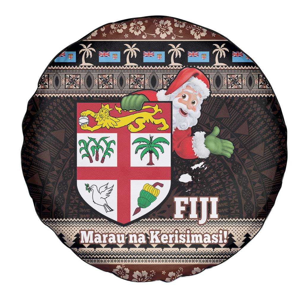Fiji Christmas Spare Tire Cover Fijian Masi Marau na Kerisimasi! - Brown LT14 - Polynesian Pride