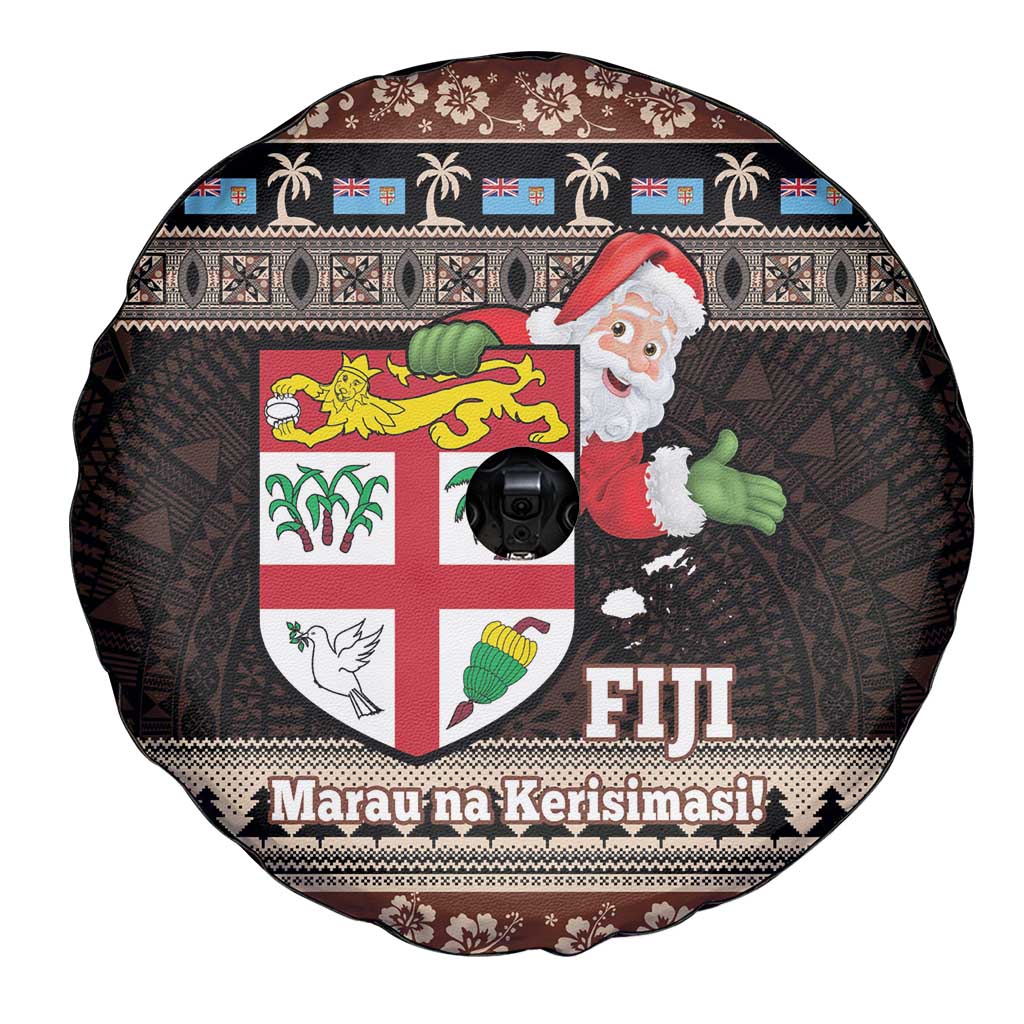 Fiji Christmas Spare Tire Cover Fijian Masi Marau na Kerisimasi! - Brown LT14 - Polynesian Pride