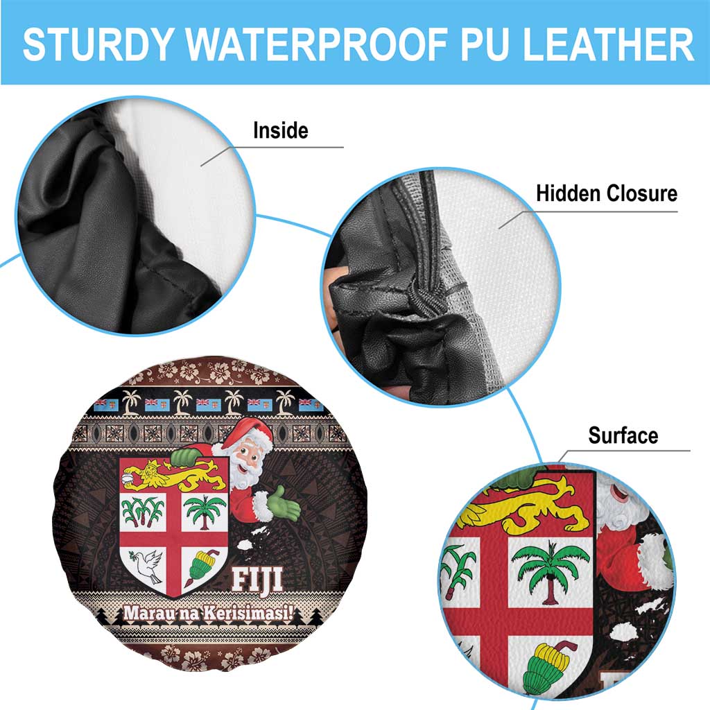 Fiji Christmas Spare Tire Cover Fijian Masi Marau na Kerisimasi! - Brown LT14 - Polynesian Pride