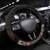 Fiji Christmas Steering Wheel Cover Fijian Masi Marau na Kerisimasi! - Brown LT14 Universal Fit Brown - Polynesian Pride