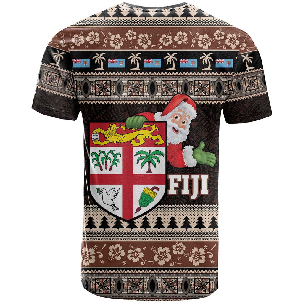Fiji Christmas T Shirt Fijian Masi Marau na Kerisimasi! - Brown LT14 - Polynesian Pride