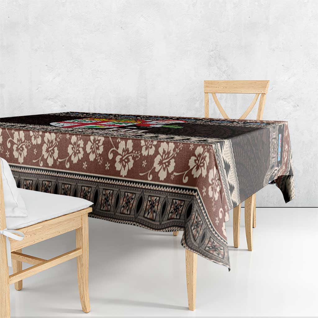 Fiji Christmas Tablecloth Fijian Masi Marau na Kerisimasi! - Brown