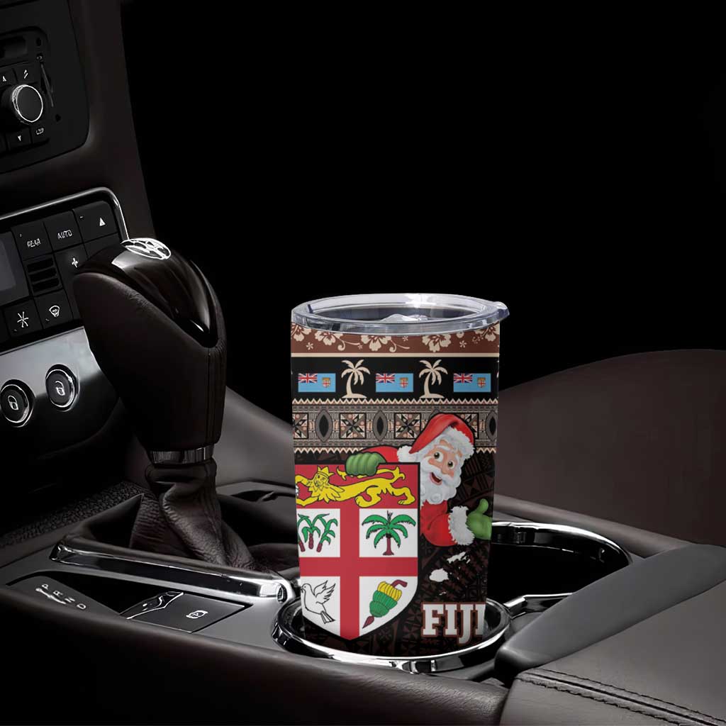 Fiji Christmas Tumbler Cup Fijian Masi Marau na Kerisimasi! - Brown LT14 - Polynesian Pride