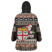 Fiji Christmas Wearable Blanket Hoodie Fijian Masi Marau na Kerisimasi! - Brown LT14 - Polynesian Pride