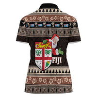 Fiji Christmas Women Polo Shirt Fijian Masi Marau na Kerisimasi! - Brown