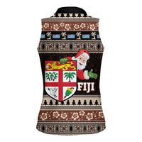 Fiji Christmas Women Sleeveless Polo Shirt Fijian Masi Marau na Kerisimasi! - Brown LT14 - Polynesian Pride
