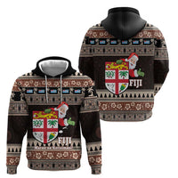 Fiji Christmas Zip Hoodie Fijian Masi Marau na Kerisimasi! - Brown LT14 - Polynesian Pride