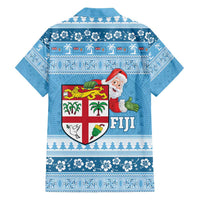 Fiji Christmas Family Matching Long Sleeve Bodycon Dress and Hawaiian Shirt Fijian Masi Marau na Kerisimasi! - Blue LT14 - Polynesian Pride