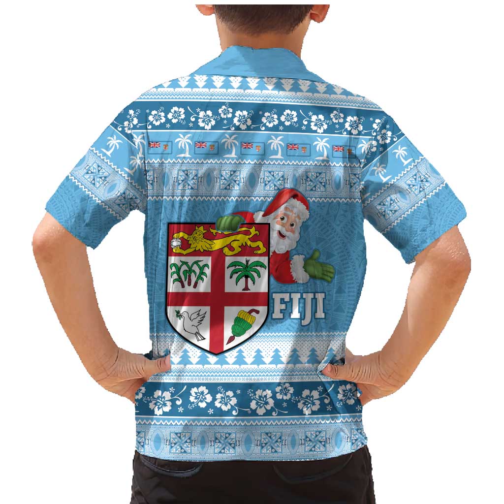 Fiji Christmas Family Matching Mermaid Dress and Hawaiian Shirt Fijian Masi Marau na Kerisimasi! - Blue LT14 - Polynesian Pride