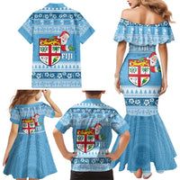 Fiji Christmas Family Matching Mermaid Dress and Hawaiian Shirt Fijian Masi Marau na Kerisimasi! - Blue LT14 - Polynesian Pride