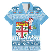Fiji Christmas Family Matching Mermaid Dress and Hawaiian Shirt Fijian Masi Marau na Kerisimasi! - Blue LT14 Dad's Shirt - Short Sleeve Blue - Polynesian Pride