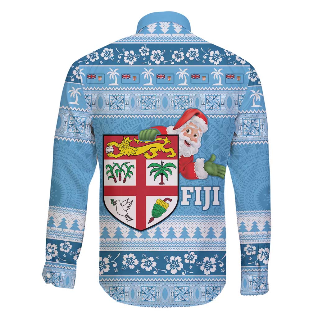 Fiji Christmas Family Matching Off Shoulder Maxi Dress and Hawaiian Shirt Fijian Masi Marau na Kerisimasi! - Blue LT14 - Polynesian Pride