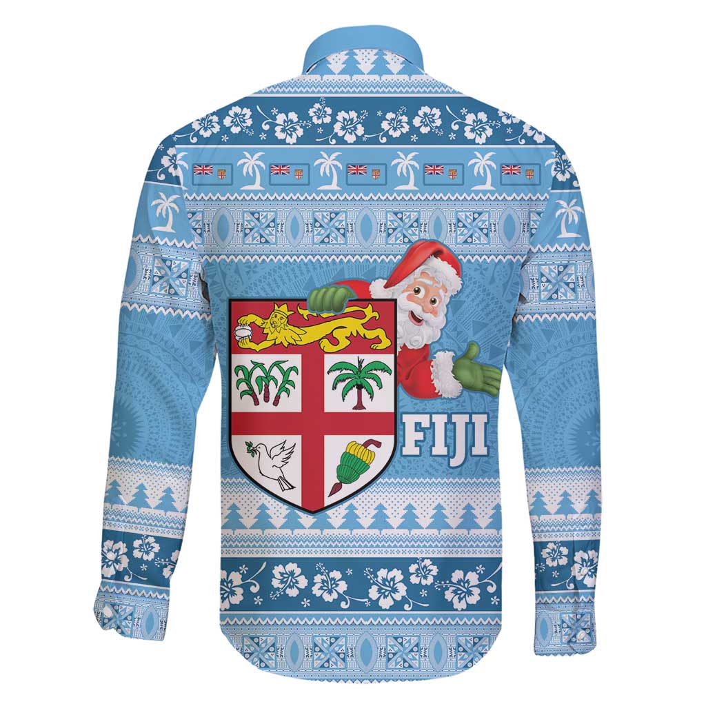 Fiji Christmas Family Matching Short Sleeve Bodycon Dress and Hawaiian Shirt Fijian Masi Marau na Kerisimasi! - Blue LT14 - Polynesian Pride