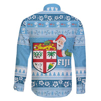 Fiji Christmas Family Matching Short Sleeve Bodycon Dress and Hawaiian Shirt Fijian Masi Marau na Kerisimasi! - Blue LT14 - Polynesian Pride