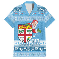 Fiji Christmas Hawaiian Shirt Fijian Masi Marau na Kerisimasi! - Blue LT14 Blue - Polynesian Pride