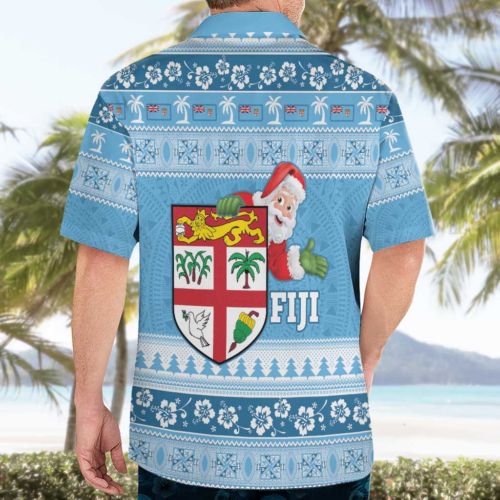 Fiji Christmas Hawaiian Shirt Fijian Masi Marau na Kerisimasi! - Blue LT14 - Polynesian Pride