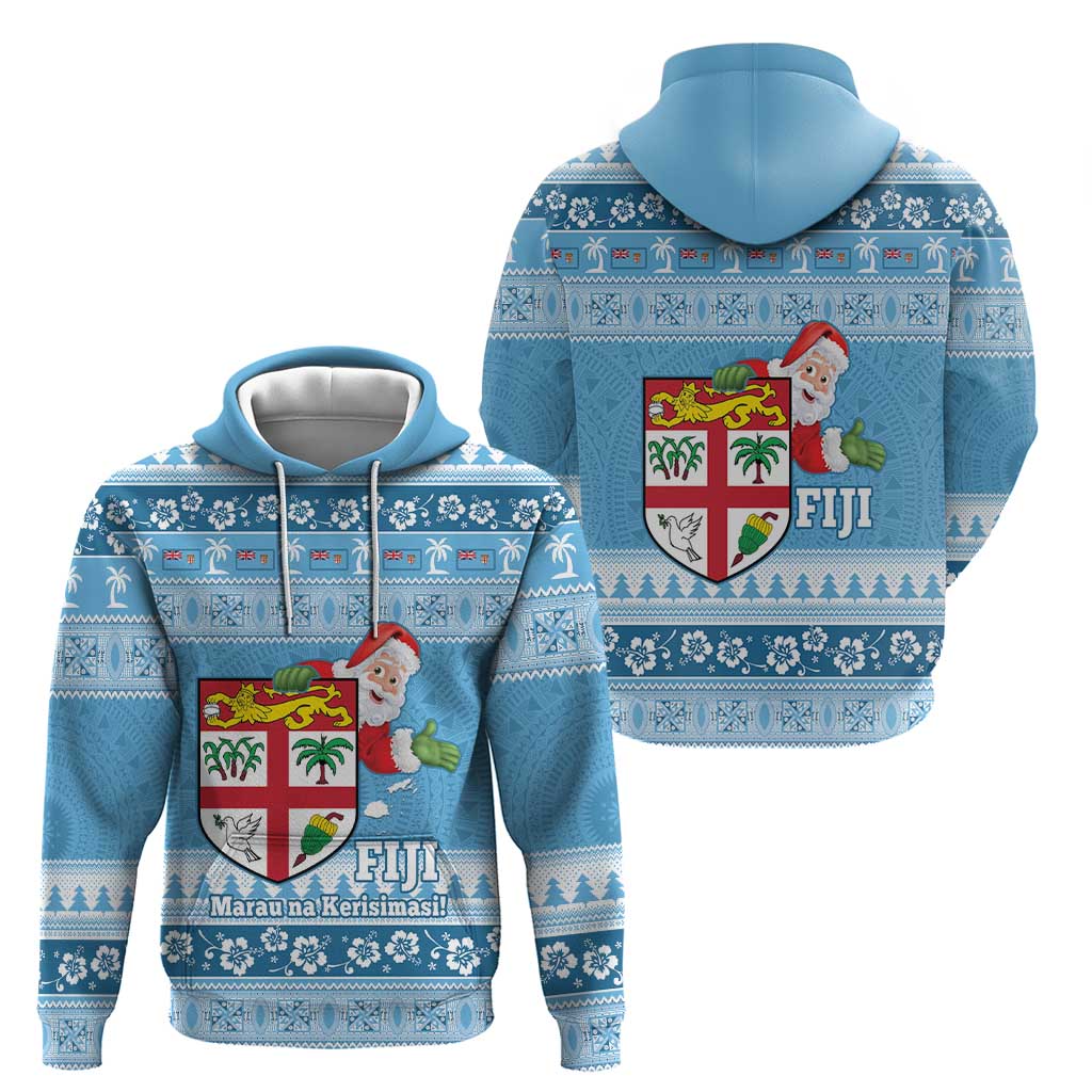 Fiji Christmas Hoodie Fijian Masi Marau na Kerisimasi! - Blue LT14 - Polynesian Pride