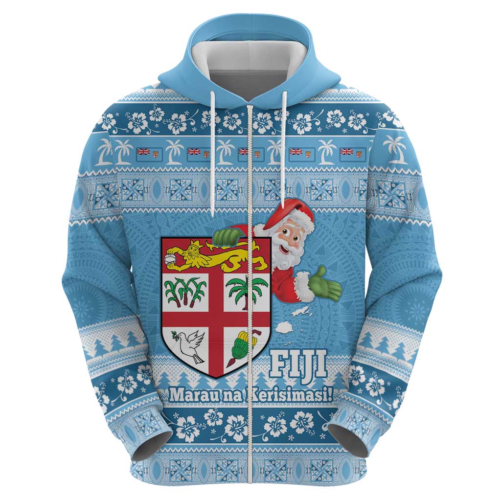Fiji Christmas Hoodie Fijian Masi Marau na Kerisimasi! - Blue LT14 - Polynesian Pride