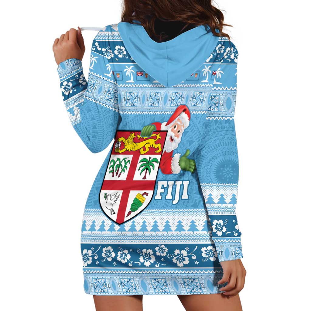 Fiji Christmas Hoodie Dress Fijian Masi Marau na Kerisimasi! - Blue LT14 - Polynesian Pride