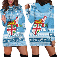 Fiji Christmas Hoodie Dress Fijian Masi Marau na Kerisimasi! - Blue LT14 - Polynesian Pride