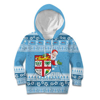 Fiji Christmas Kid Hoodie Fijian Masi Marau na Kerisimasi! - Blue LT14 Hoodie Blue - Polynesian Pride