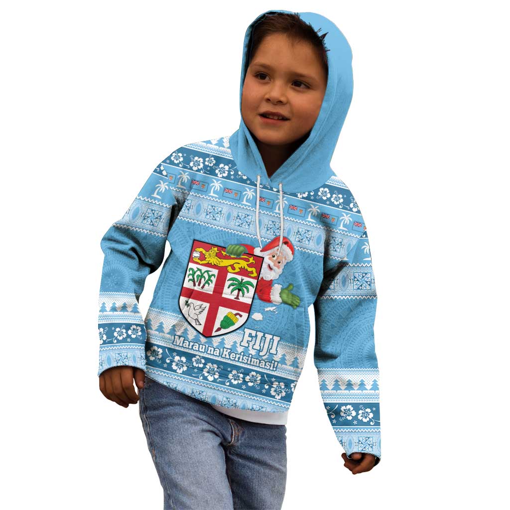 Fiji Christmas Kid Hoodie Fijian Masi Marau na Kerisimasi! - Blue LT14 - Polynesian Pride