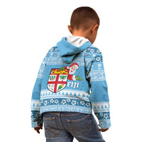 Fiji Christmas Kid Hoodie Fijian Masi Marau na Kerisimasi! - Blue LT14 - Polynesian Pride