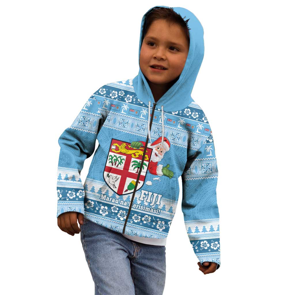 Fiji Christmas Kid Hoodie Fijian Masi Marau na Kerisimasi! - Blue LT14 - Polynesian Pride