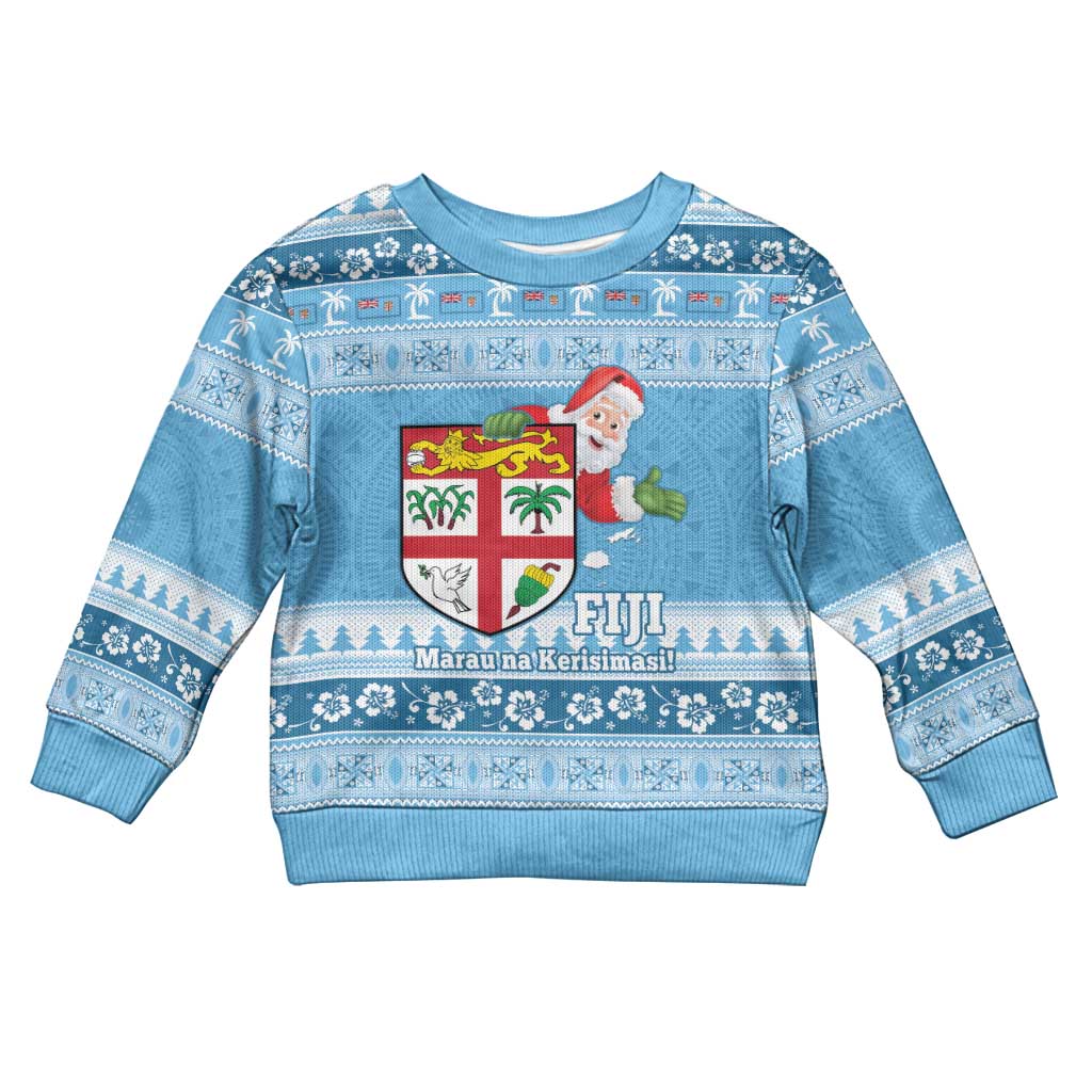 Fiji Christmas Kid Ugly Christmas Sweater Fijian Masi Marau na Kerisimasi! - Blue LT14 Kid Blue - Polynesian Pride