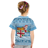 Fiji Christmas Kid T Shirt Fijian Masi Marau na Kerisimasi! - Blue LT14 - Polynesian Pride