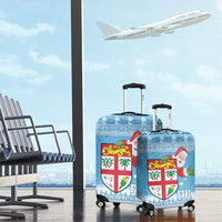 Fiji Christmas Luggage Cover Fijian Masi Marau na Kerisimasi! - Blue LT14 - Polynesian Pride
