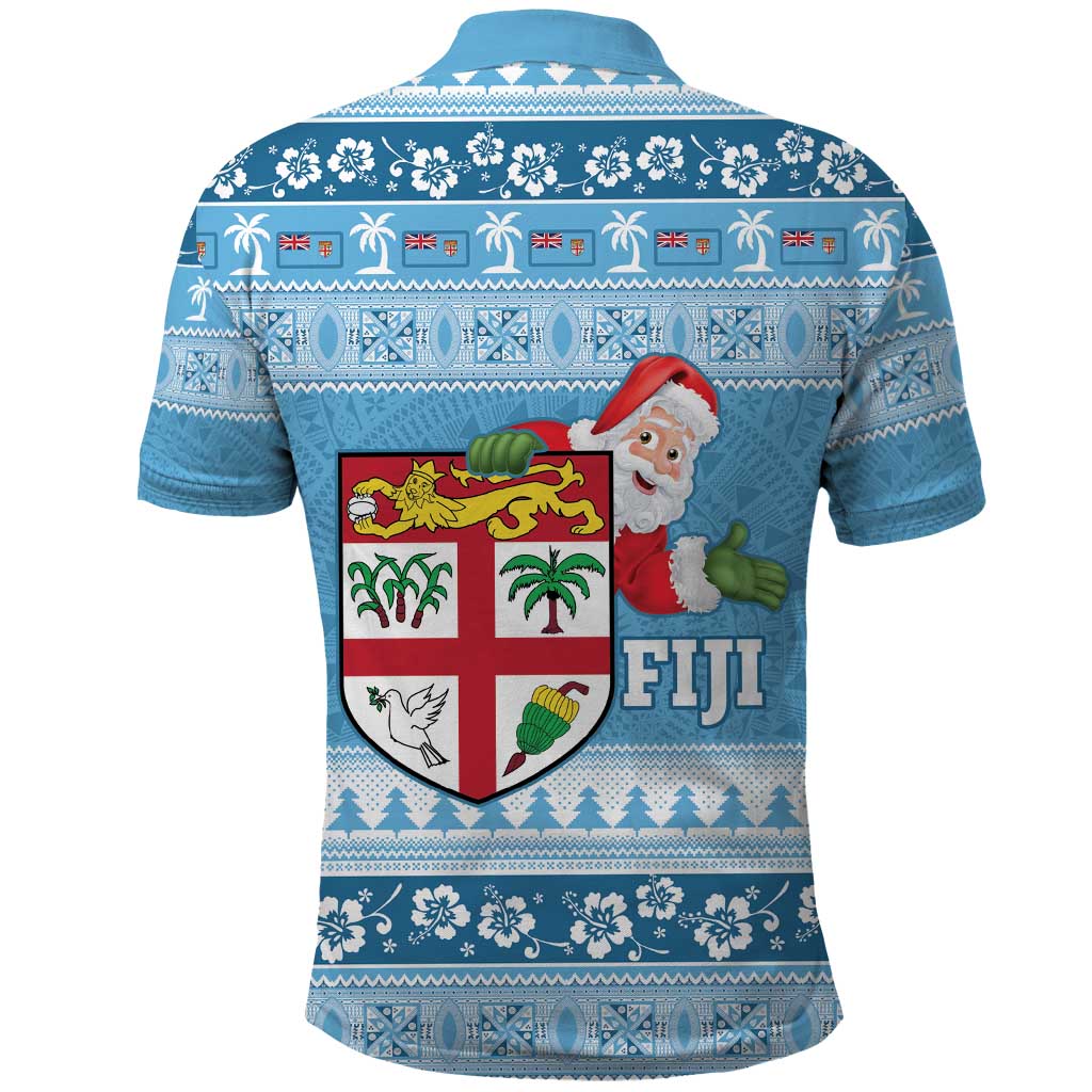Fiji Christmas Polo Shirt Fijian Masi Marau na Kerisimasi! - Blue LT14 - Polynesian Pride
