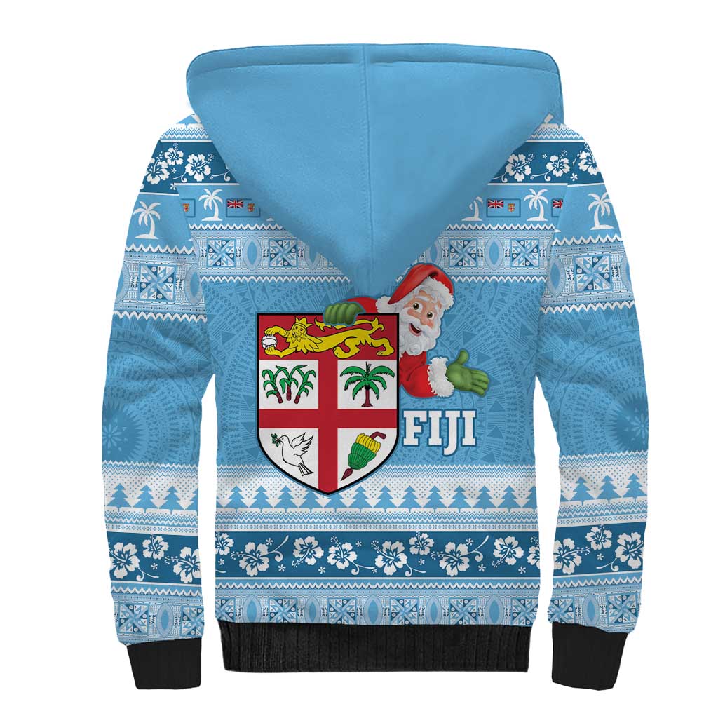 Fiji Christmas Sherpa Hoodie Fijian Masi Marau na Kerisimasi! - Blue LT14 - Polynesian Pride
