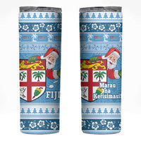 Fiji Christmas Skinny Tumbler Fijian Masi Marau na Kerisimasi! - Blue LT14 Blue - Polynesian Pride