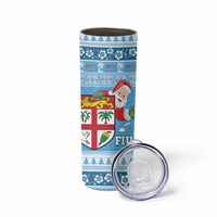 Fiji Christmas Skinny Tumbler Fijian Masi Marau na Kerisimasi! - Blue LT14 - Polynesian Pride