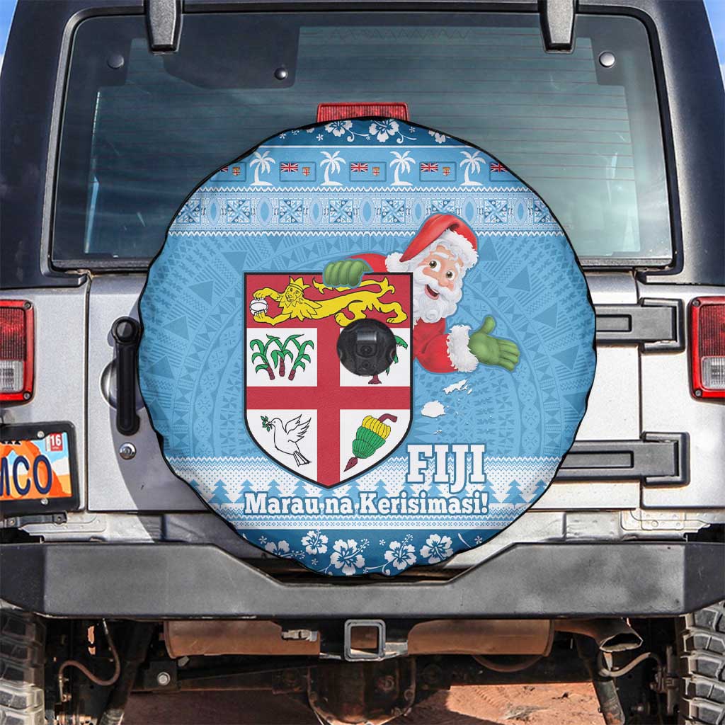 Fiji Christmas Spare Tire Cover Fijian Masi Marau na Kerisimasi! - Blue LT14 Blue - Polynesian Pride