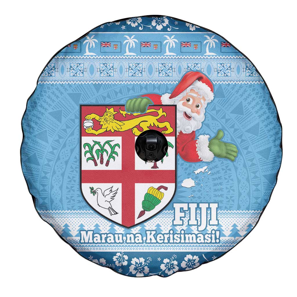 Fiji Christmas Spare Tire Cover Fijian Masi Marau na Kerisimasi! - Blue LT14 - Polynesian Pride
