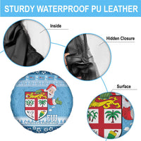 Fiji Christmas Spare Tire Cover Fijian Masi Marau na Kerisimasi! - Blue LT14 - Polynesian Pride
