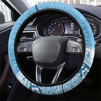 Fiji Christmas Steering Wheel Cover Fijian Masi Marau na Kerisimasi! - Blue LT14 - Polynesian Pride